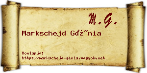 Markschejd Génia névjegykártya